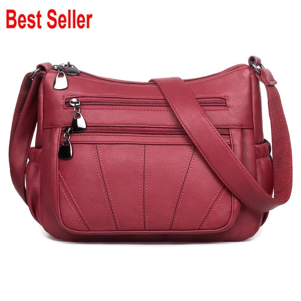 Soft PU Leather Crossbody Bag with Adjustable Strap and Multiple Pockets